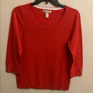 Banana Republic Women Lightweight Orange Sweater 3/4 Sleeve Size Medium